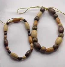 Vintage 2‎ Wooden Round Bead Tie Bracelet Boho Beach Resort B38