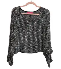 Pookie & Sebastian Black and White Batwing Sleeve Sweater