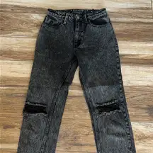 Thrills black distressed straight jeans