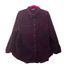 Roamans Corduroy Button Up Shirt Wine 22W