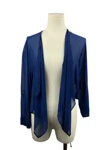 Christian Siriano C Wonder Sheer Blue Open Front Cardigan Jacket XS