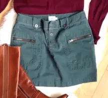 Vintage Y2K Calvin Klein Army Green Zippered Cargo Utility Mini Skirt Sz 7