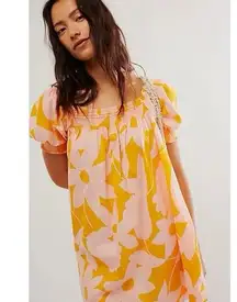 Free People Mila Floral Printed Mini Dress in Tangerine Combo – Size XS
NWT