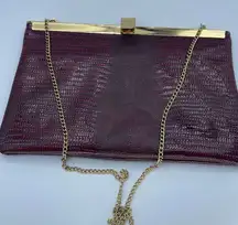 Vintage reptile embossed faux leather crossbody or clutch.