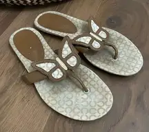 Coach Petra Brown Butterfly Thong Slip-On Flip Flop Sandals 8.5