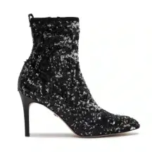 Sam Edelman Sequined Black Pointed‎ Toe Stiletto Booties Ankle Boots Size 9.5