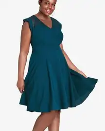 City chic first place crochet yoke dress teal