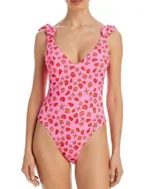 AQUA Printed One piece Swimsuit Beach Shells in Pink Size Small NEW