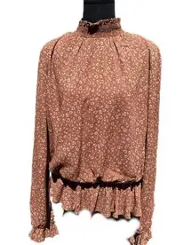 Life Is Good Leopard Cinched Blouse- Brown