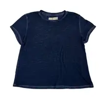 Abercrombie & Fitch Navy Blue Cotton Baby Tee Normcore Crop Size Women's XS