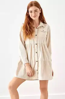 American Eagle AE Corduroy Button-Up Babydoll Shirt Dress