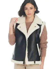 Faux Leather and Sherpa Vest