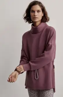 VARLEY Freya Sweat DoubleSoft Turtleneck Pullover Drawstring Waist Rose Mauve S