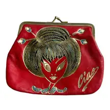 Vintage Ciaco Coin Purse Red Leather Unique Rare Fashion Girl