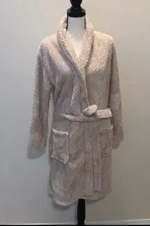 Blue Star plush knee length comfy bathrobe beige teddy