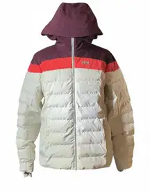 Helly Hansen Womens Insulated Hooded Ski Snowboard Jacket Burgundy Coral Cream
