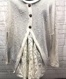 Romantic  Tunic style sweater w/lace layer