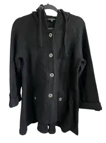 For Cynthia Black Button-Up Hooded Jacket