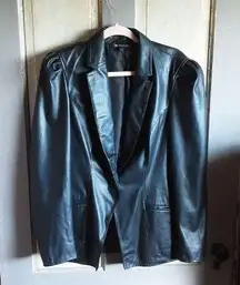 I.N.C Black Pleather Jacket With Puffed Sleeves