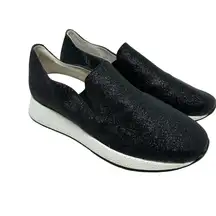 Frau Slip-on Trainer Sneakers Platform Glitter Sparkle Black Size 36 US 5‎