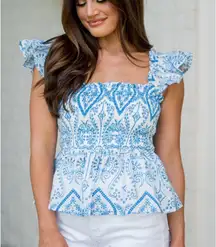 Embroidered top - blue