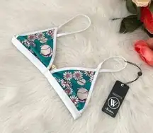 WILDFOX Floral Flower Bikini Triangle Top NWT