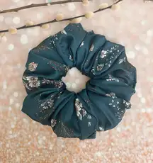 Jumbo Scrunchie Silky Blue Floral Xxl Scrunchie Oversized Scrunchie