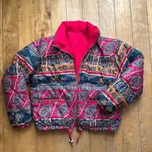 Fera Skiwear
80’s Reversible Ski Jacket Pink/Blue Print size 10
