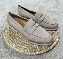 Franco Sarto Women’s Leather Cedra Slip-On Shoes Loafers Chunky in Cream 10