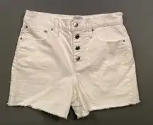 J. Crew trademark white Denim cut off‎ shorts, button fly, size 26