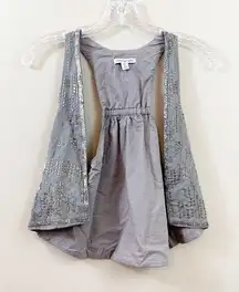 American Eagle Y2K Linen Blend Silver Beaded/Sequins Gray Vest