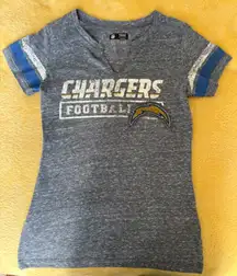NFL Chargers Team Apparel Gray and Blue Short Sleeve Tee