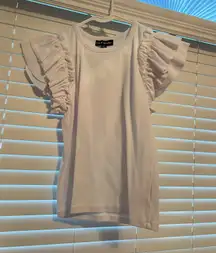 White Ruffle Sleeve Top 