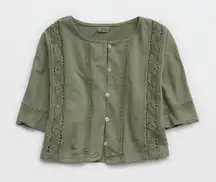 Aerie Short Sleeve Button Cardigan