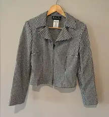 VINTAGE ALL ABOUT JAZZ Women’s Gingham Zip Up‎ Collared Jacket Cropped Size 5/6