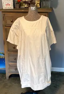 Free People light sand Arland Mini soft denim tunic oversized short sleeve Dress