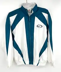 Nike Vintage 90s Windbreaker Circle Logo Size Medium White Teal Retro Streetwear