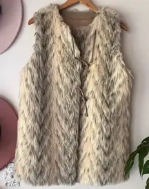 Vintage LIFESTYLE 80S by‎ ANDREA UNGER tie front fur vest SIZE LARGE mob wife