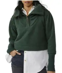 Free People Teal Poppy Fleece Teddy Pullover Jacket - Size - Small