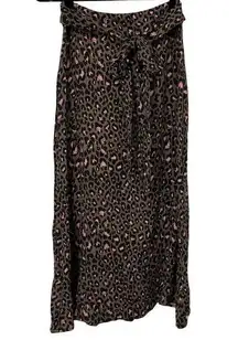 Love, Fire Olive Green Pink Leopard Print Skirt