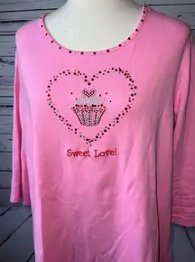 Quacker‎ Factory Valentines Day Plus size 1X Sweet Love Cupcake Tee Pink Heart
