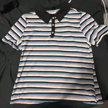 Plus Sized Pink & Blue Striped Polo