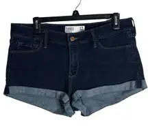Abercrombie & Fitch Women’s Low Rise Jean Shorts  Dark Wash Roll Cuffs Size 12