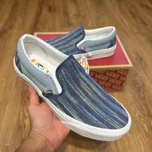 VANS off the wall denim jeans slip on shoes sneakers new 