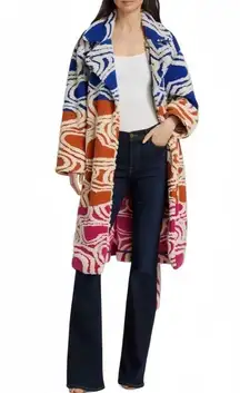 NWOT Farm Rio Wool Blend Hearts Fleece Oversized Coat Size M Multicolor