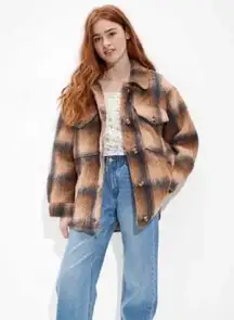 American Eagle Brushed Plaid Shacket jacket