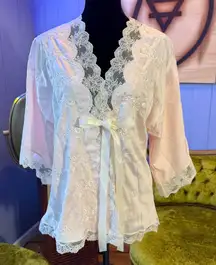 Vintage 70s Miss Dior Christian Dior Embroidered Satin Pajama Top Size S