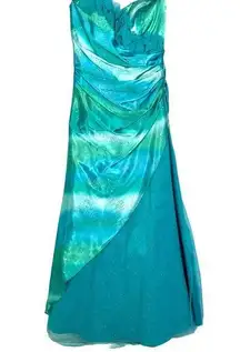 Jump Apparel Strapless Ball Gown Sparkly Prom Size 3/4 Tulle Turquoise Blue