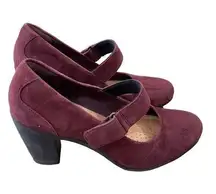 CLARKS BURGUNDY Suede Adya comfort pumps Size 7.5