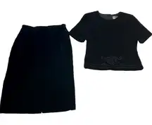 Women's Jessica Howard Black Velvet Skirt Suit Size 4